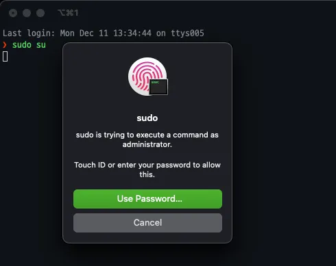 sudo 인증에 Touch ID 사용